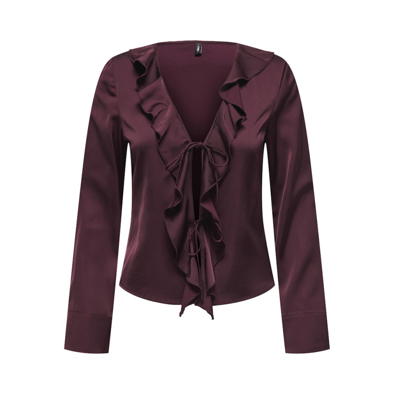 ONLY Mika Satin L/S Flæse Bluse - Decadent Chocolate