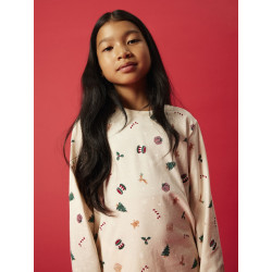 NAME IT KIDS Vismas L/S Natsæt - Whitecap Gray / Xmas