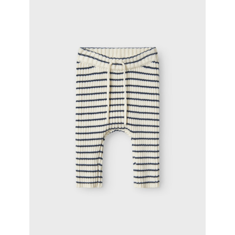 NAME IT BABY Ostripe Strik Bukser - Insignia Blue / Cloud Dancer