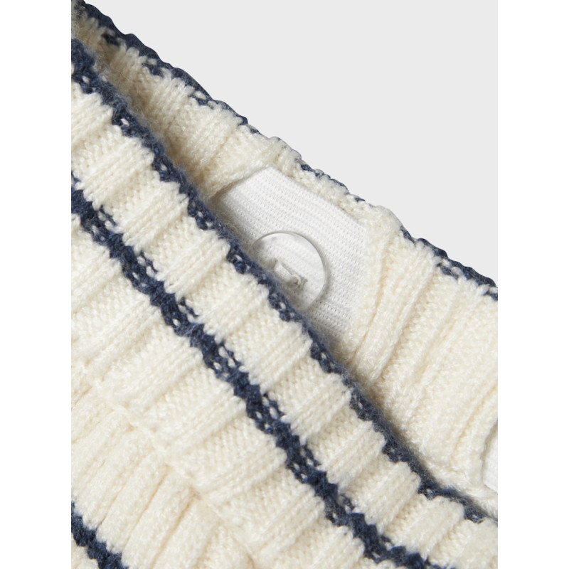 NAME IT BABY Ostripe Strik Bukser - Insignia Blue / Cloud Dancer