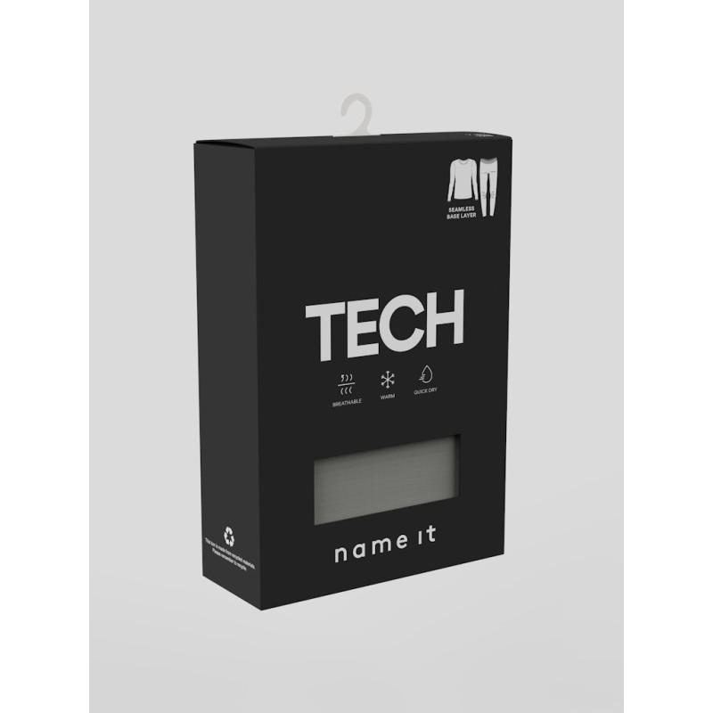 NAME IT KIDS Silver Seamless Baselayer Sæt - Grey Melange