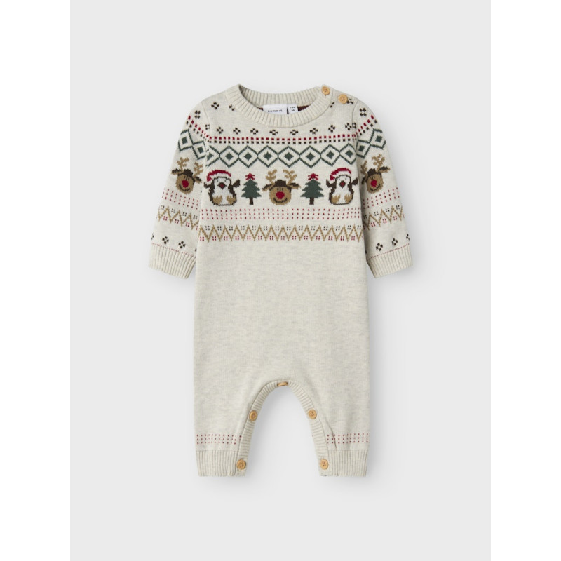 NAME IT BABY Ralko L/S Strik Dragt - Peyote Melange