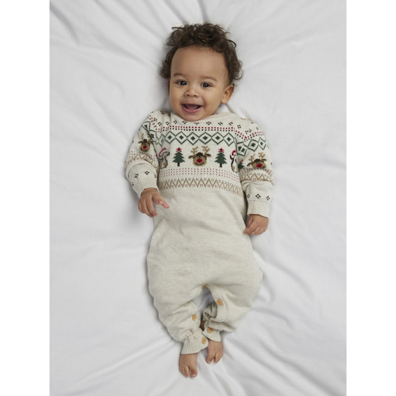 NAME IT BABY Ralko L/S Strik Dragt - Peyote Melange
