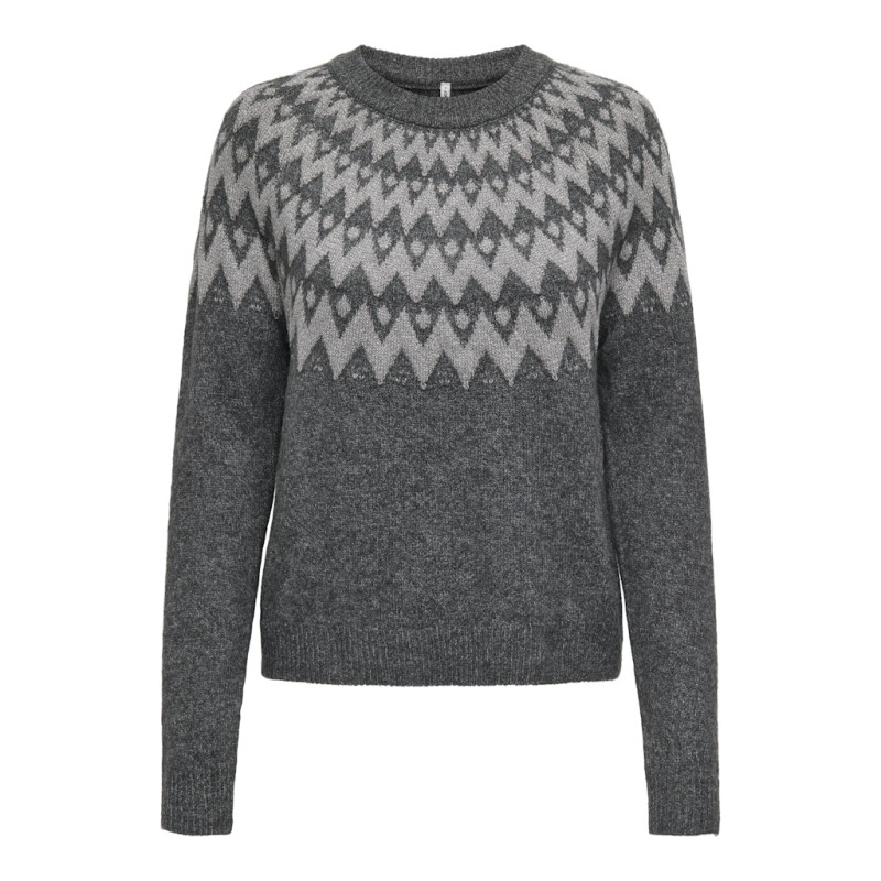 ONLY Fry L/S Glitter Strik Sweater - Dark Grey Melange