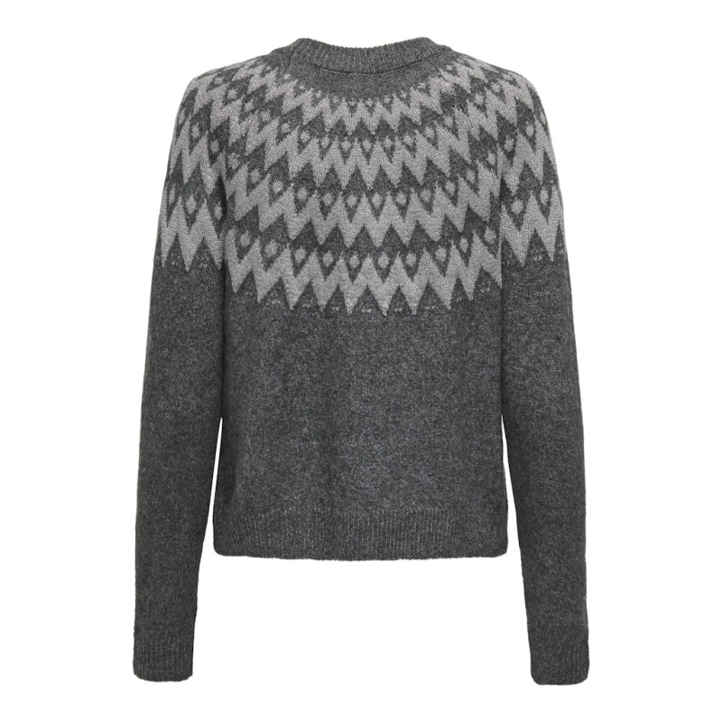 ONLY Fry L/S Glitter Strik Sweater - Dark Grey Melange