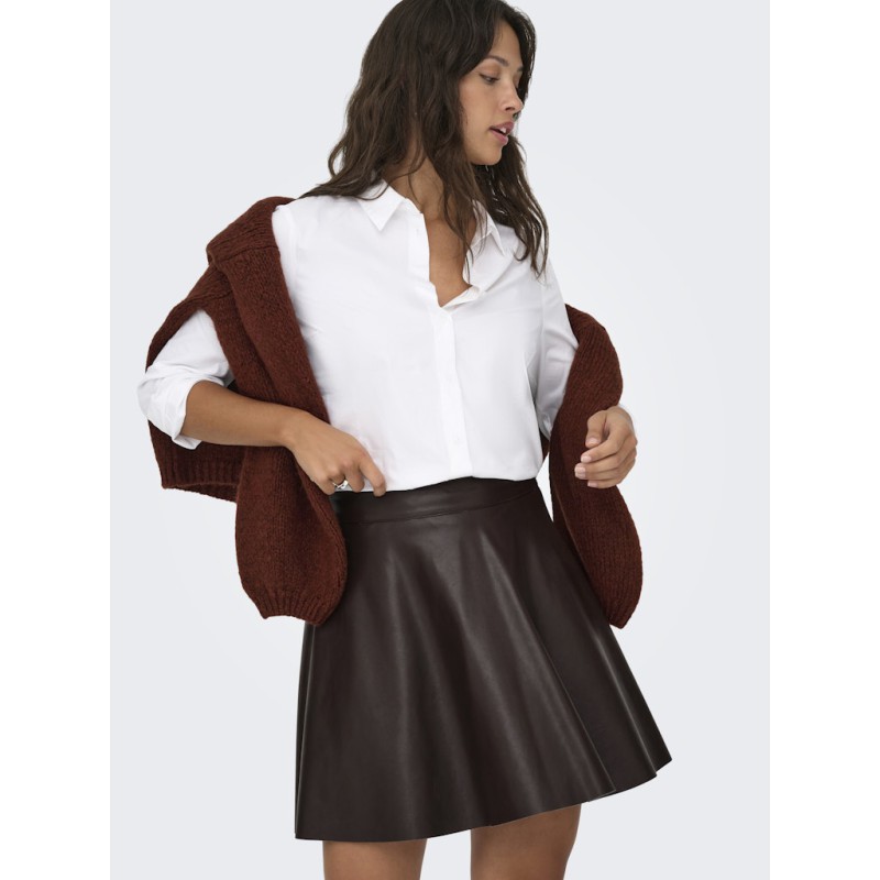 ONLY Luna Imiteret Læder Nederdel - Black Coffee
