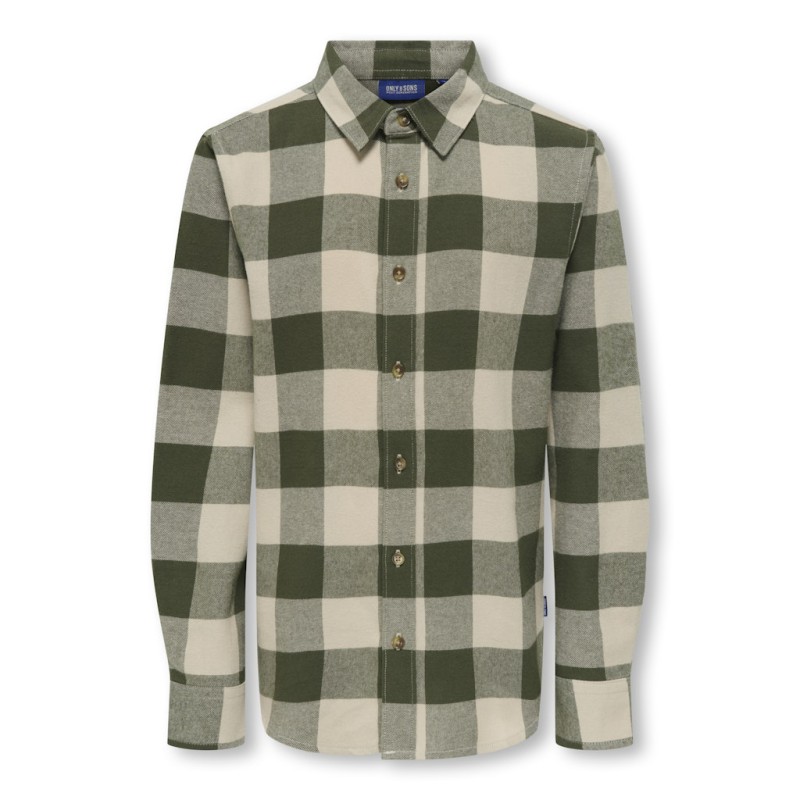 ONLY & SONS JUNIOR Gudmund L/S Skjorte - Forest Night / Silver Lining