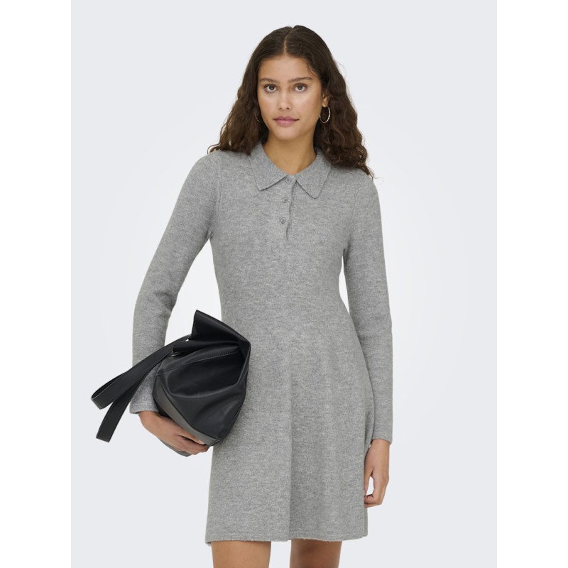 JDY Rosemary L/S Strik Kjole - Light Grey Melange