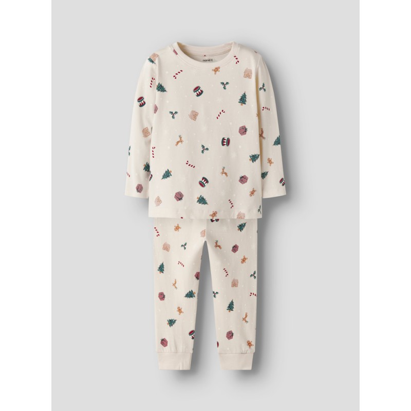 NAME IT MINI Vismas L/S Pyjamas Sæt - Whitecap Gray / Xmas