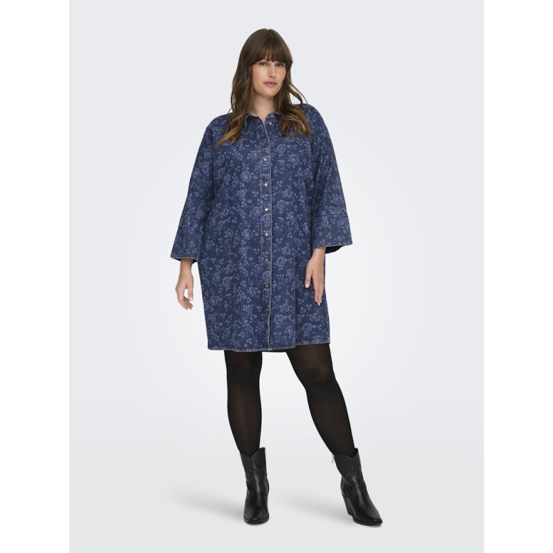 ONLY CARMAKOMA Grace Rose Denim Kjole - Medium Blue Denim