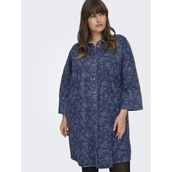 ONLY CARMAKOMA Grace Rose Denim Kjole - Medium Blue Denim
