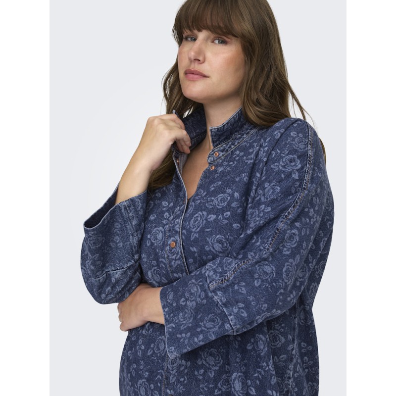 ONLY CARMAKOMA Grace Rose Denim Kjole - Medium Blue Denim