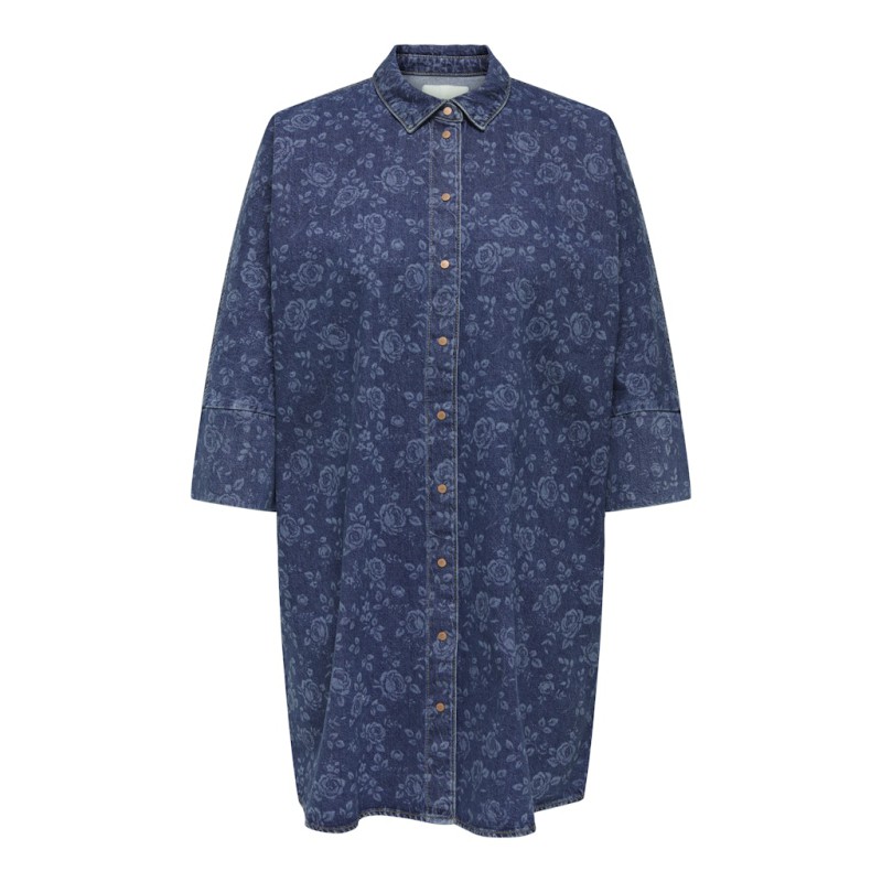 ONLY CARMAKOMA Grace Rose Denim Kjole - Medium Blue Denim