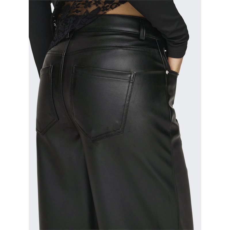 ONLY Kiri Imiterede Læder Bukser - Sort