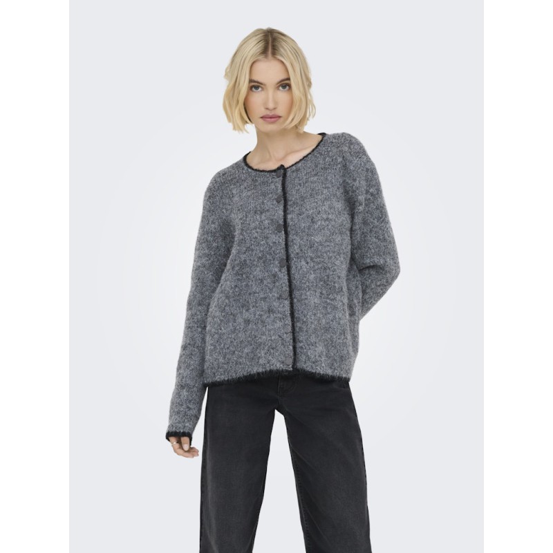 JDY Zoey L/S Strik Cardigan - Dark Grey Melange