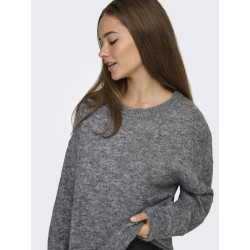 ONLY Azu L/S Strik Sweater - Dark Grey Melange