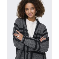 JDY Lydia L/S Kraftig Cardigan - Dark Grey Melange / Black Check