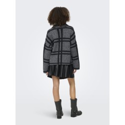 JDY Lydia L/S Kraftig Cardigan - Dark Grey Melange / Black Check