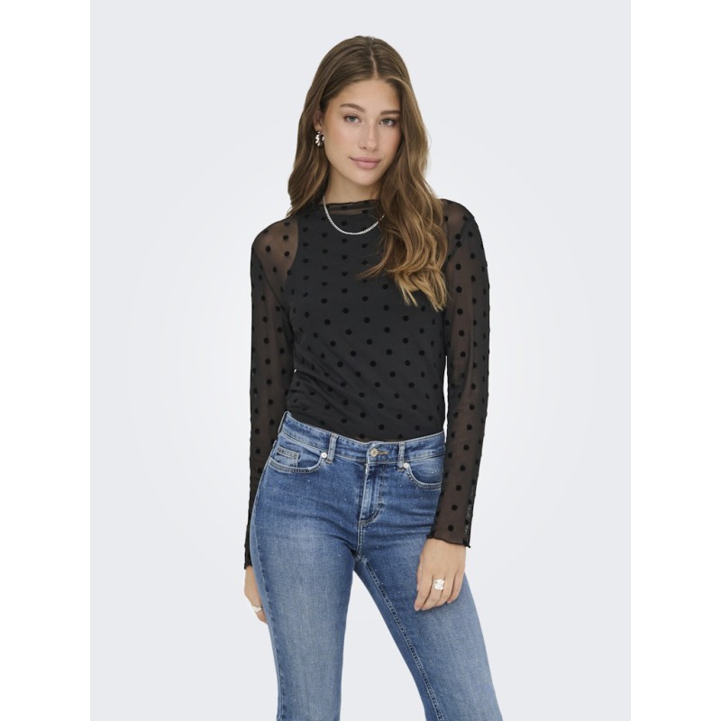 ONLY Juliet L/S Bluse - Sort / Letti Dot