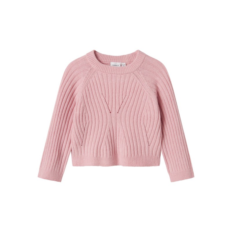 NAME IT MINI Rikine L/S Strik Pullover - Cradle Pink