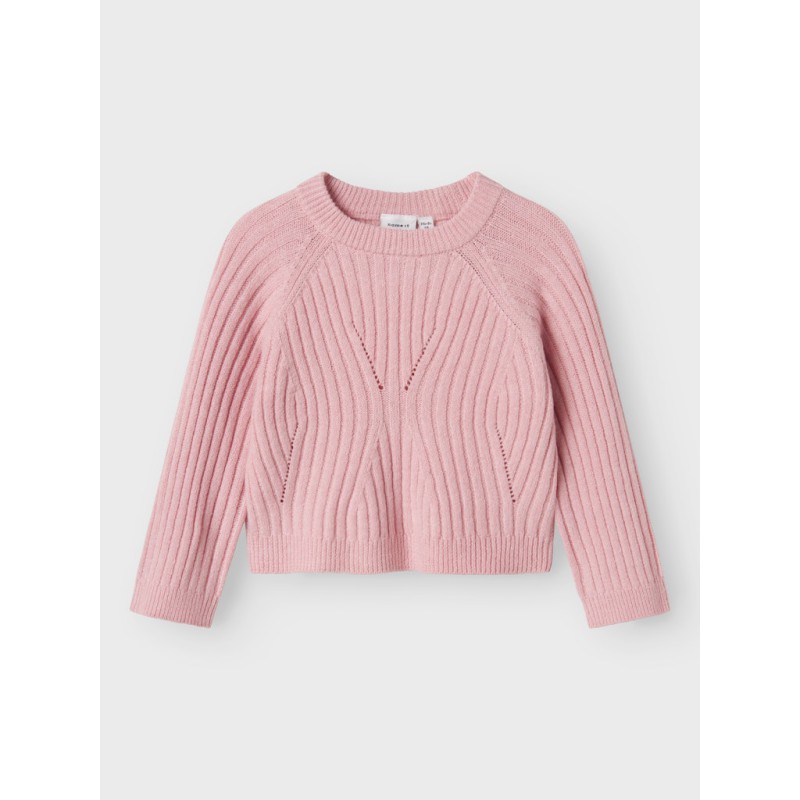 NAME IT MINI Rikine L/S Strik Pullover - Cradle Pink