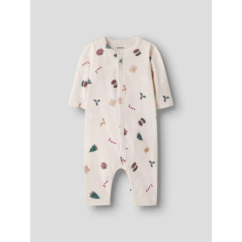 NAME IT BABY Vismas L/S Natdragt - Whitecap Gray / Xmas