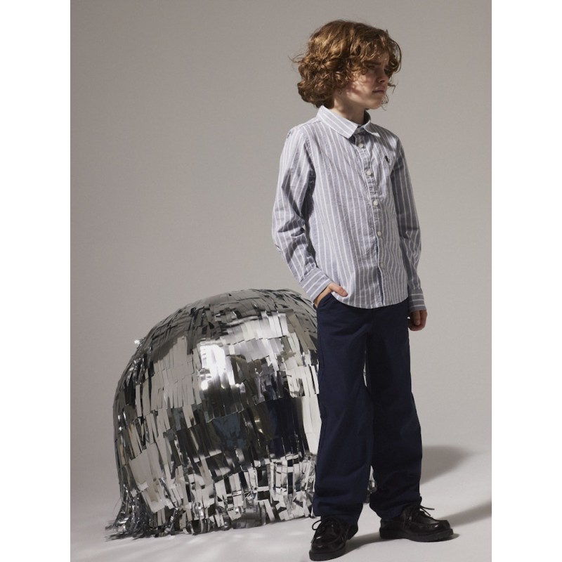 NAME IT KIDS Rekid L/S Skjorte - Flint Stone / Thin Stripes