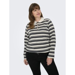 ONLY CARMAKOMA Globe L/S Polo - Cloud Dancer / Black