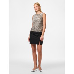 PIECES Kam Top - Morel / Silver Sequins