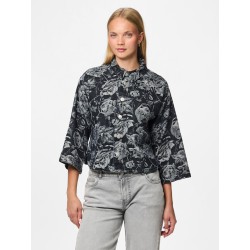 PIECES Marosa Denim Skjorte - Sort / Rose