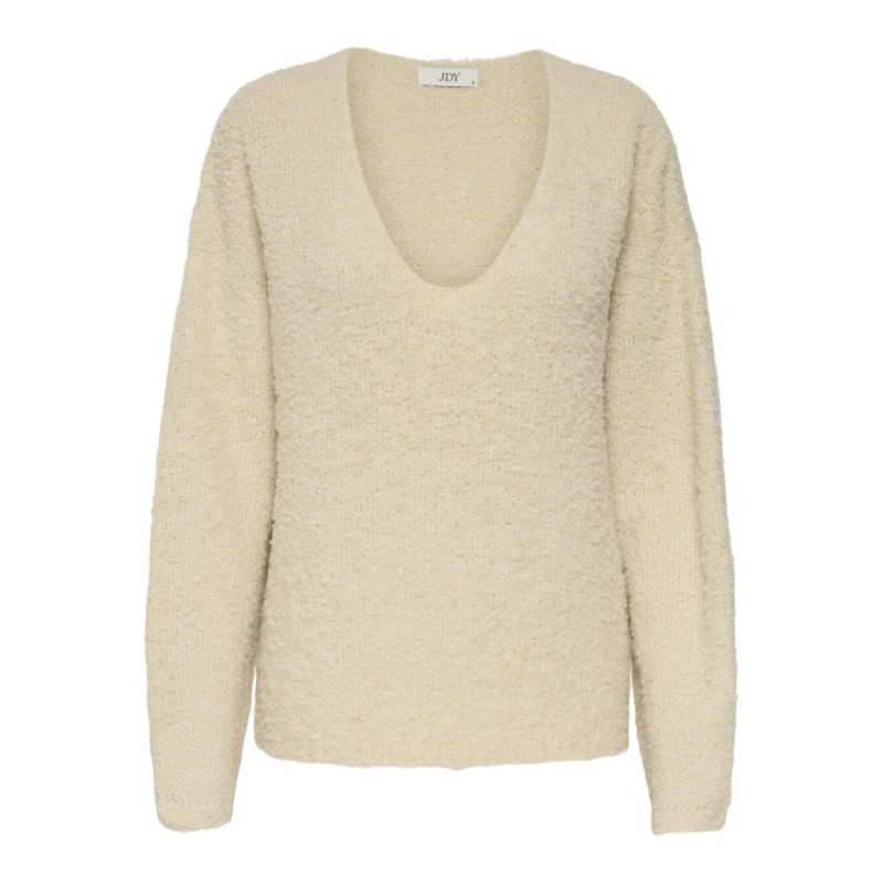 JDY Bitten L/S Vendbar Strik Trøje - Sandshell