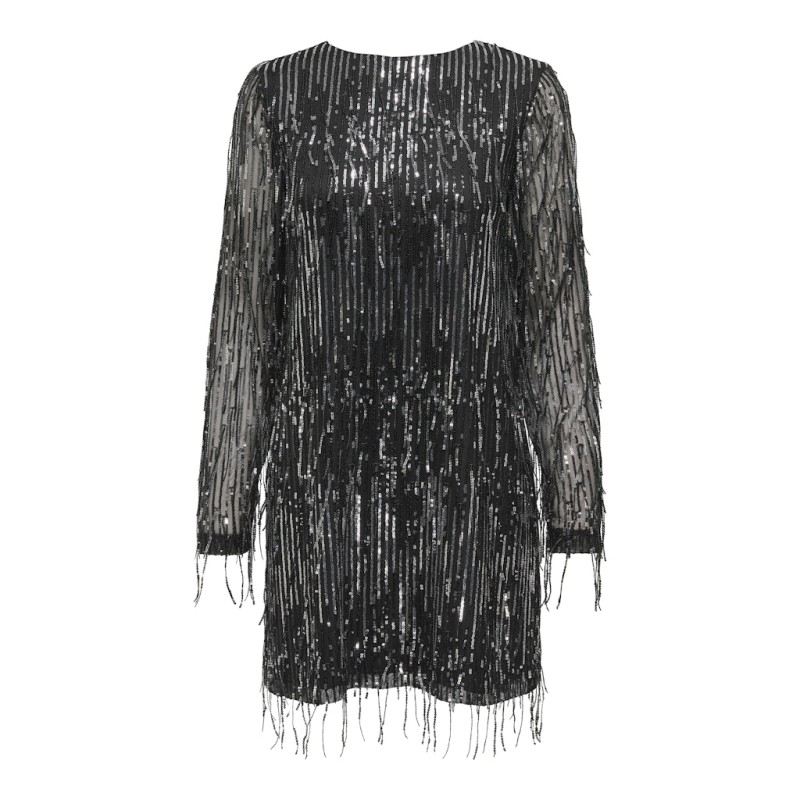 ONLY Spacy L/S Paillet Kjole - Sort