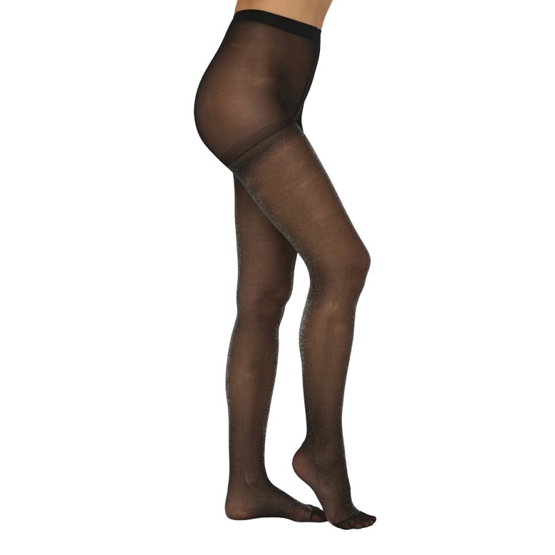 ONLY Ea 20 Denier Glimmer Tights - Sort / Silver Lurex