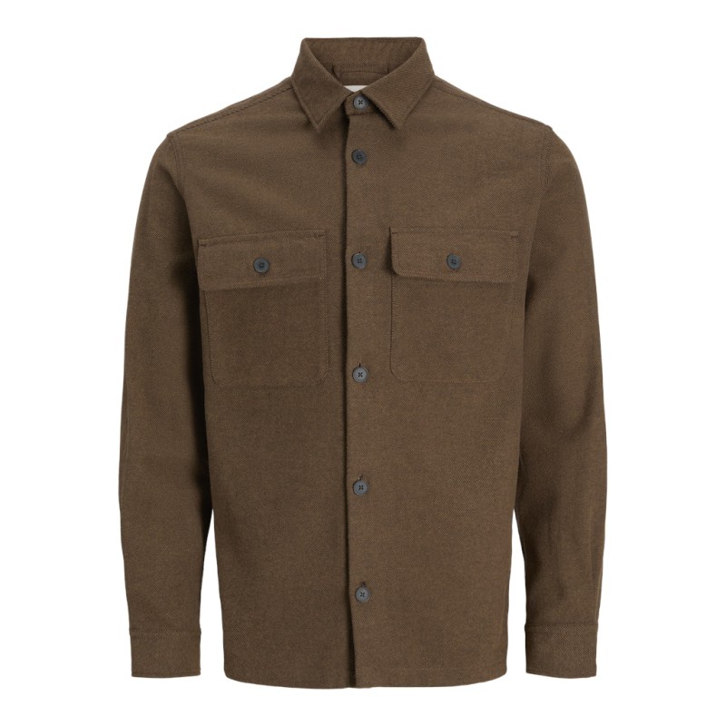 JACK & JONES PLUS Rayle Melange L/S Overshirt - Malt Ball