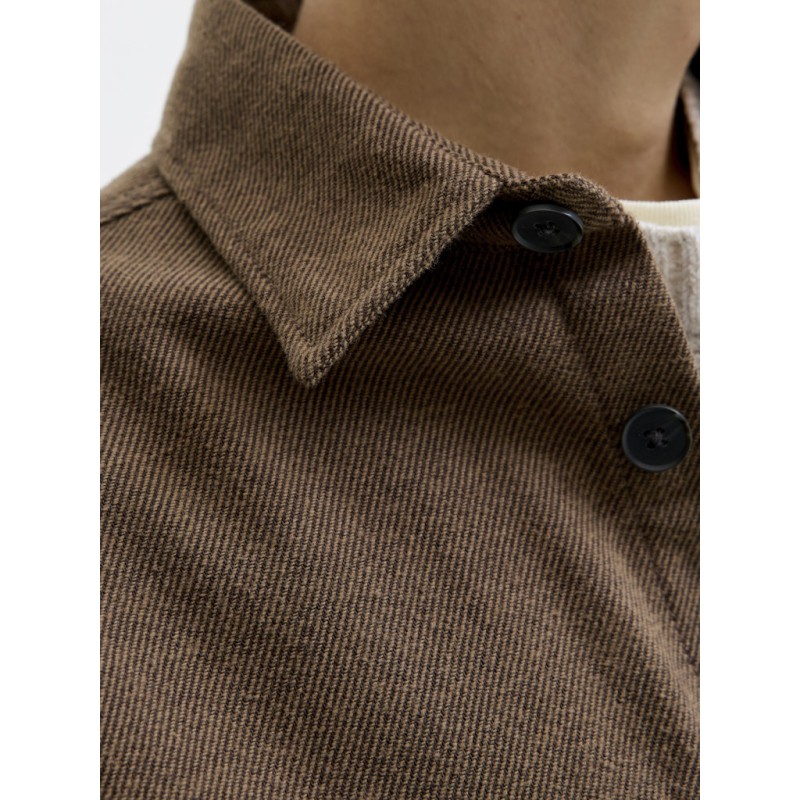 JACK & JONES PLUS Rayle Melange L/S Overshirt - Malt Ball