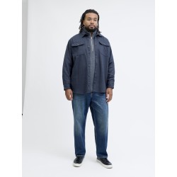 JACK & JONES PLUS Rayle Melange L/S Overshirt - Dark Navy