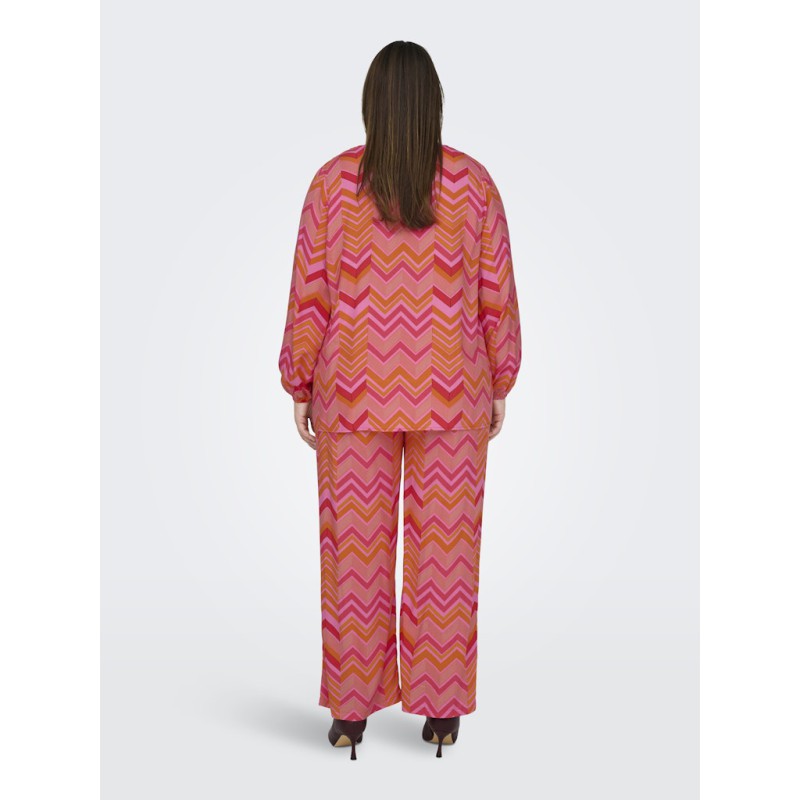 ONLY CARMAKOMA Jara L/S V-Neck Top - Red Alert