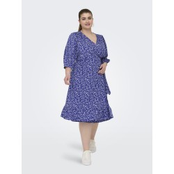 ONLY CARMAKOMA Livia 3/4 Slå-Om Midi Kjole - Dazzling Blue