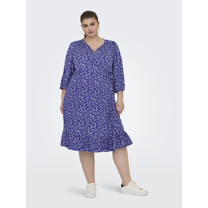 ONLY CARMAKOMA Livia 3/4 Slå-Om Midi Kjole - Dazzling Blue