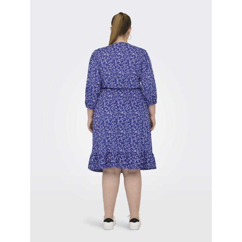 ONLY CARMAKOMA Livia 3/4 Slå-Om Midi Kjole - Dazzling Blue