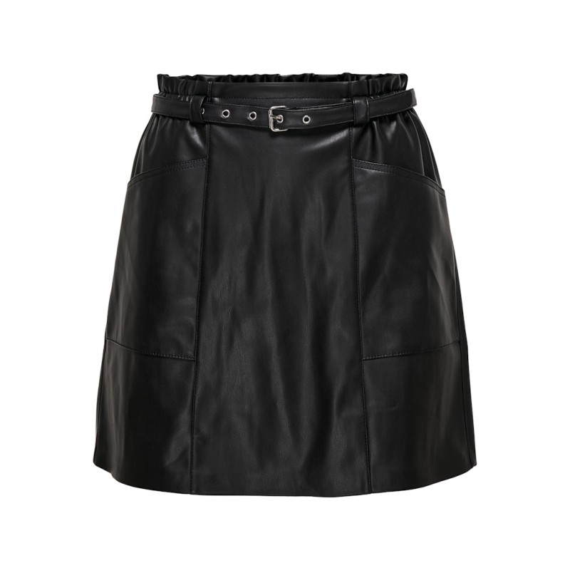 ONLY Heidi Imiteret Læder Nederdel - Sort