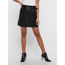 ONLY Heidi Imiteret Læder Nederdel - Sort