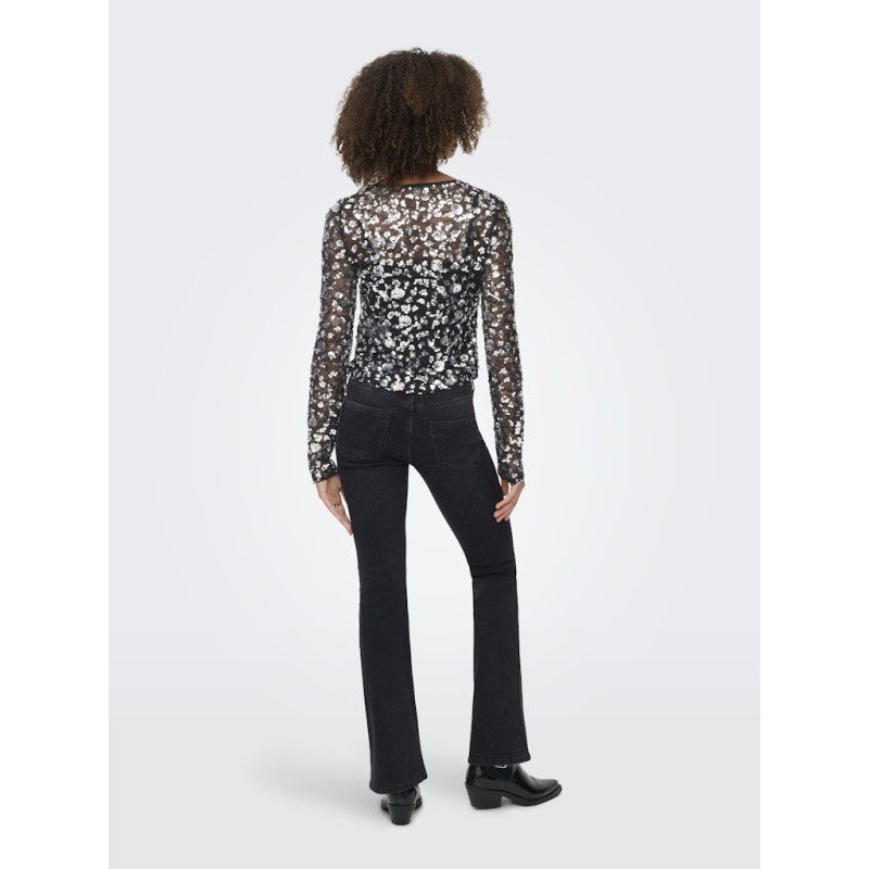 ONLY Palema L/S Paillet Bluse - Silver