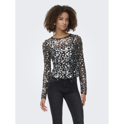 ONLY Palema L/S Paillet Bluse - Silver