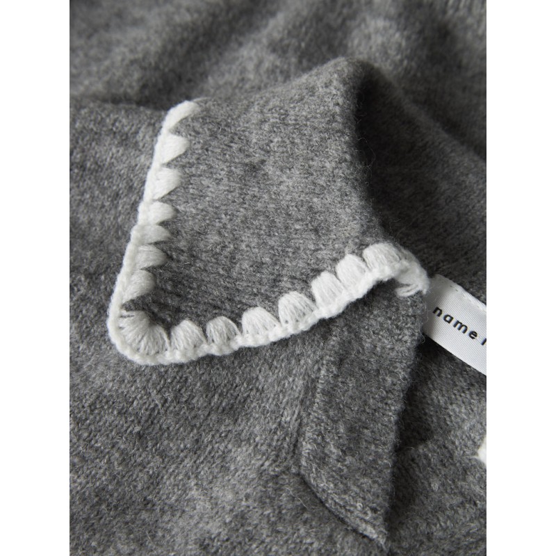 NAME IT MINI Rikasa L/S Strik Polo - Grey Melange