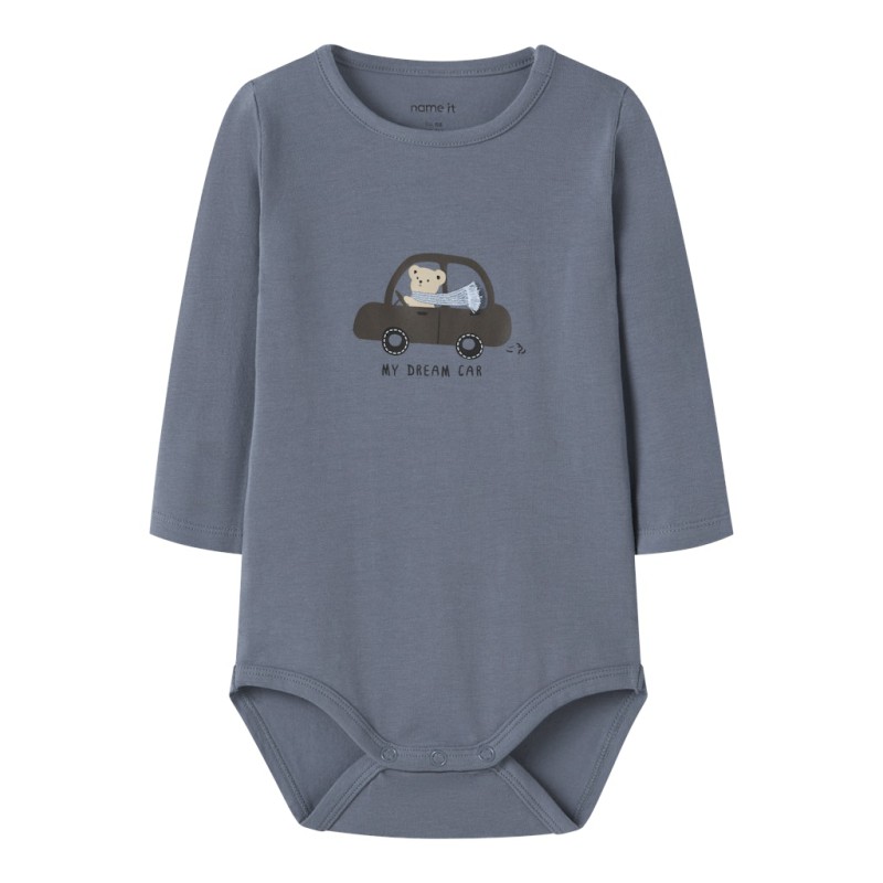 NAME IT BABY Remus L/S Bodystocking - Flint Stone