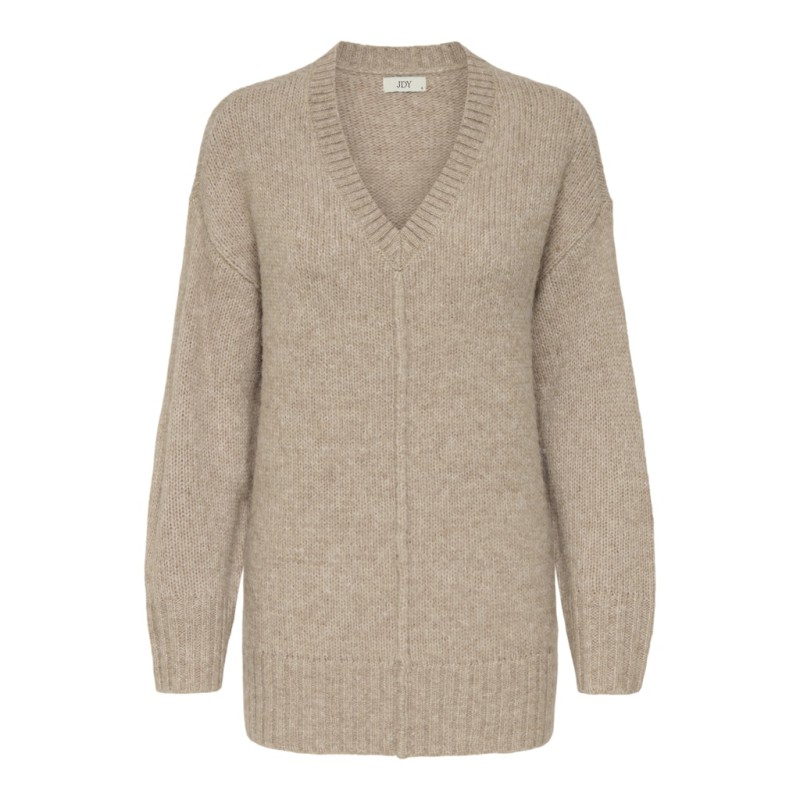 JDY Malone L/S Lang Strik Pullover - Greige