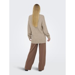 JDY Malone L/S Lang Strik Pullover - Greige