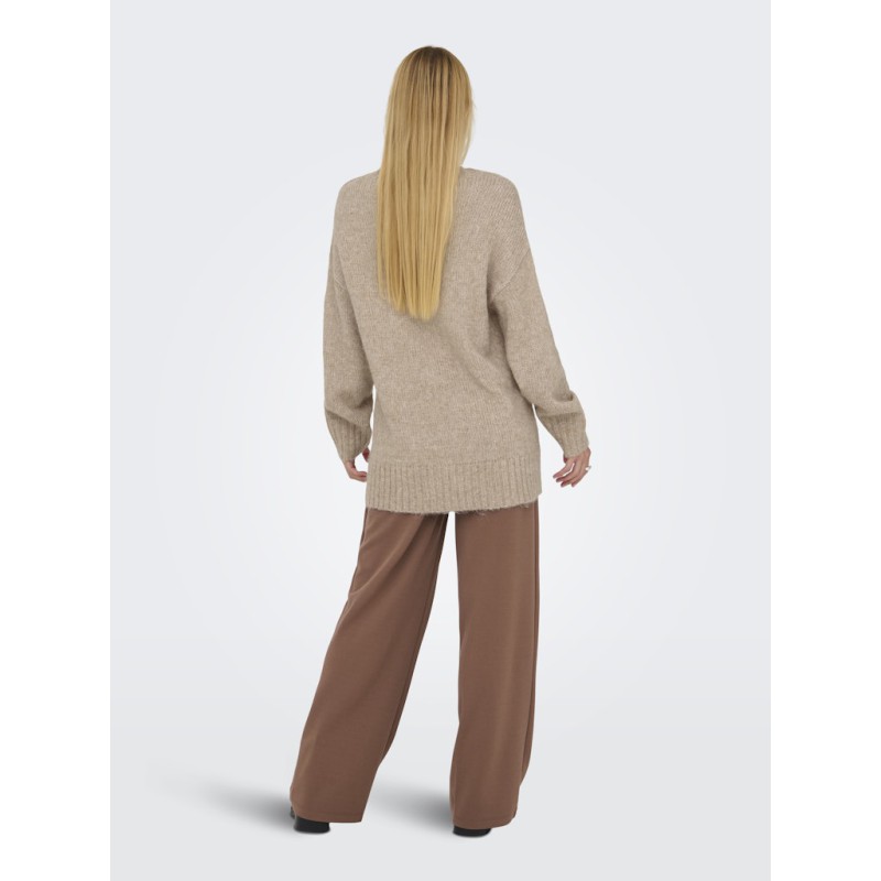 JDY Malone L/S Lang Strik Pullover - Greige