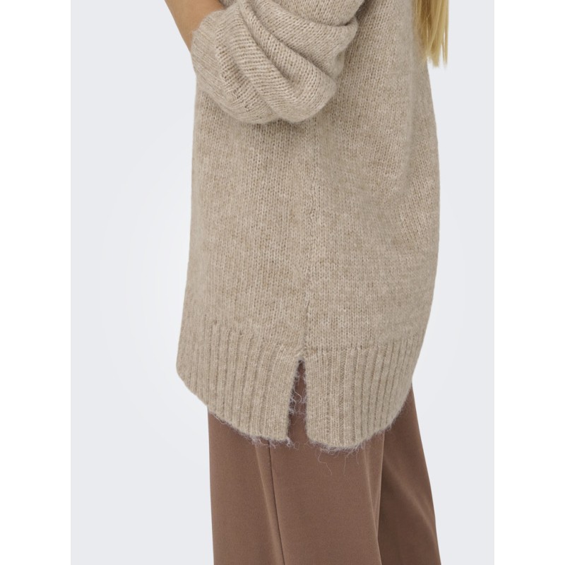 JDY Malone L/S Lang Strik Pullover - Greige